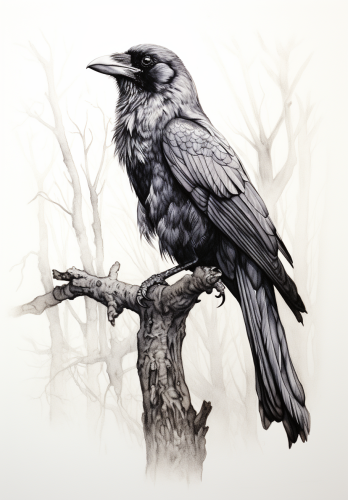 Beautiful crow cawing in monochrome Beautiful crow cawing in monochrome
