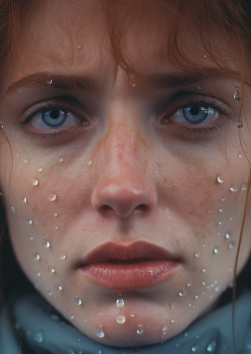 Close-up of a Crying Woman with Smudged Makeup Close-up of a Crying Woman with Smudged Makeup