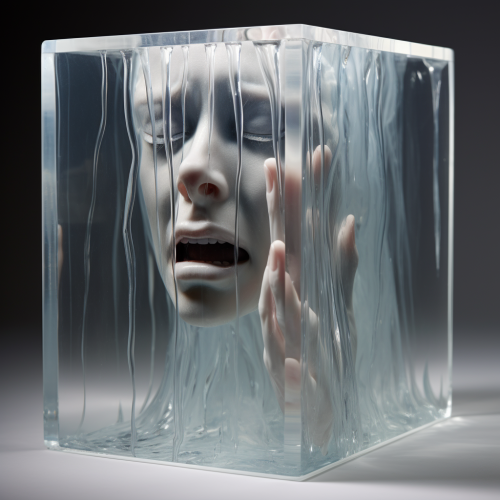 Image of a Transparent 3D Box with Uncontrollable Tears