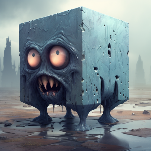 Playful cube monster in action