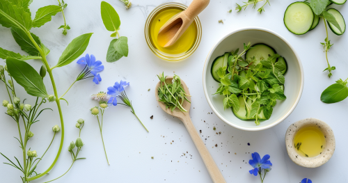 Fresh Cucumber Salad on White Surface