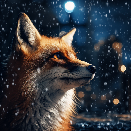 Fox peering in dark night Fox peering in dark night