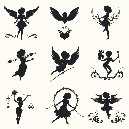 Cupid shooting arrow, love and Valentine's Day symbol