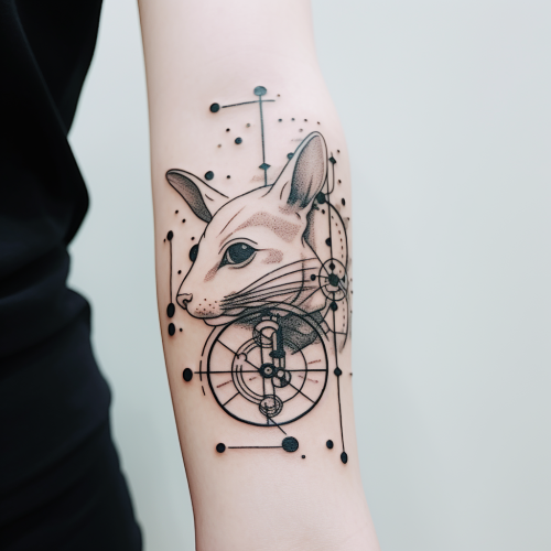 Curiosity line drawing tattoo design