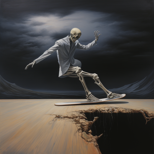 Cursed Skateboarder in Surrealistic Grotesque Style Cursed Skateboarder in Surrealistic Grotesque Style