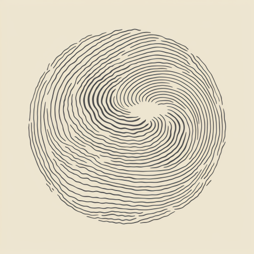 Hand drawn curving lines into circle vintage iconography