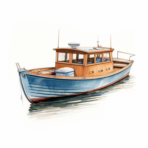 Hand drawing of custom Caroline boat Hand drawing of custom Caroline boat