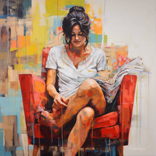 Customer enjoying reading news stylishly