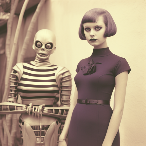 Cute alien models in club attire