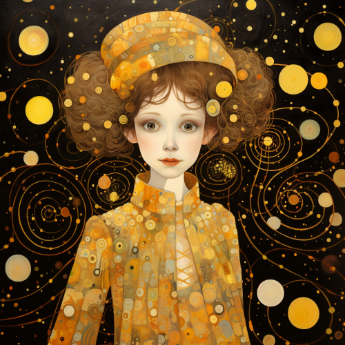 Cute alien in Klimt style