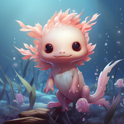 Charming axolotl mermaid artwork