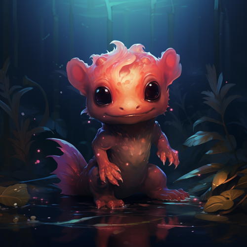 Young Child With Cute Axolotl Salamander Features