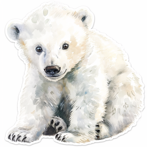 Sticker of a cute baby polar bear