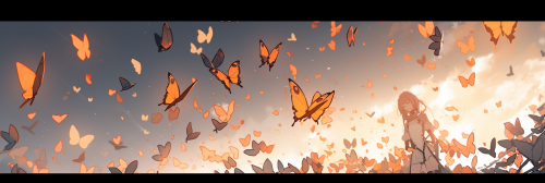 Beautiful butterflies with orange wings flying