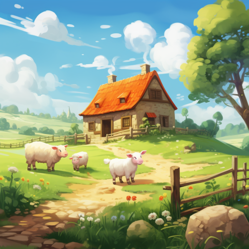 Adorable farm cartoon scene