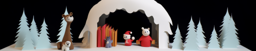Adorable Christmas card with claymation characters