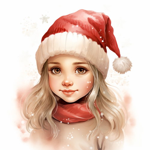 A realistic and expressive Christmas girl illustration