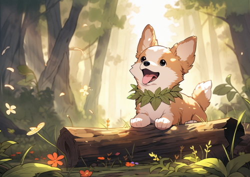 Cute dog in a forest