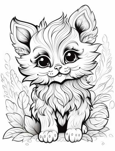 Coloring book image with cute fantasy animal