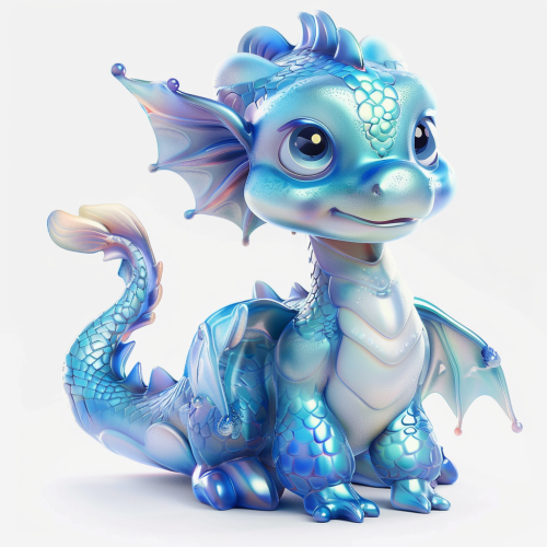 Cute friendly blue dragon cartoon