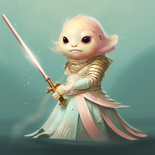 Cute fish holding a lightsaber