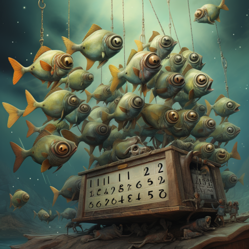 Cute funny fish in surreal calendar