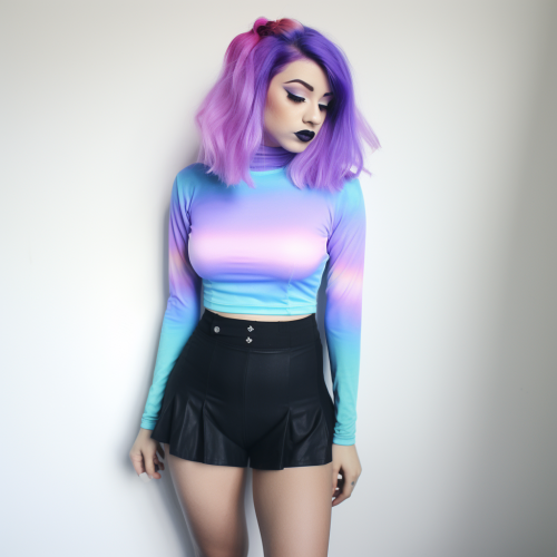 Young girl with iridescent hair and fashionable accessories