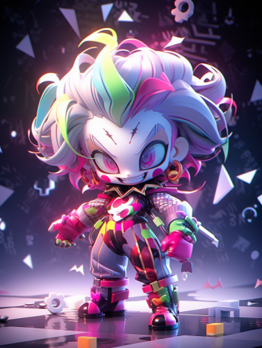 Cute Joker playful pose neon