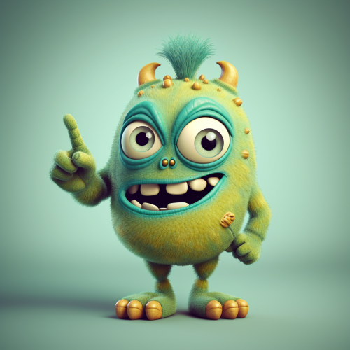 Cute Monster Explaining Left