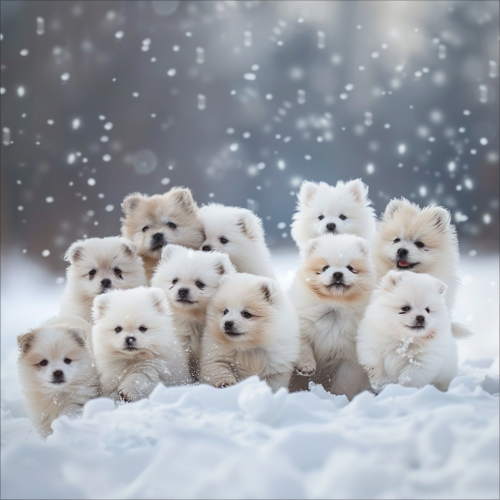 Wild White Fluffy Pomeranian Puppies