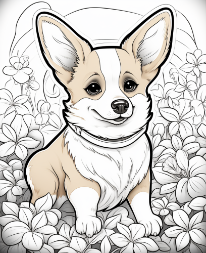 Cute Pembroke Welsh Corgi coloring page
