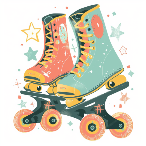 Cute rollerskates tshirt design white