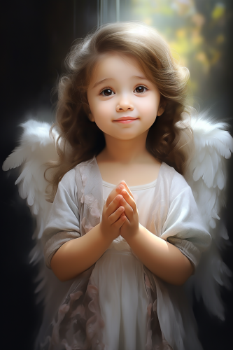 Cute smiling girl with angel wings