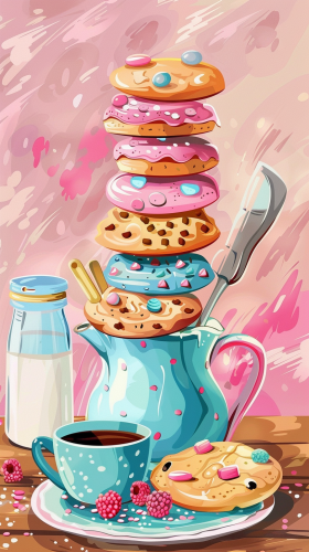 Colorful Bakers Tools Stack Illustration