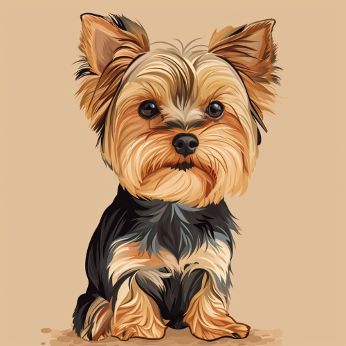 Cute Yorkie Dog Cartoon Style