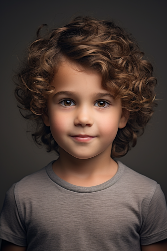 Adorable 5-Year-Old Boy with Brown Curly Hair