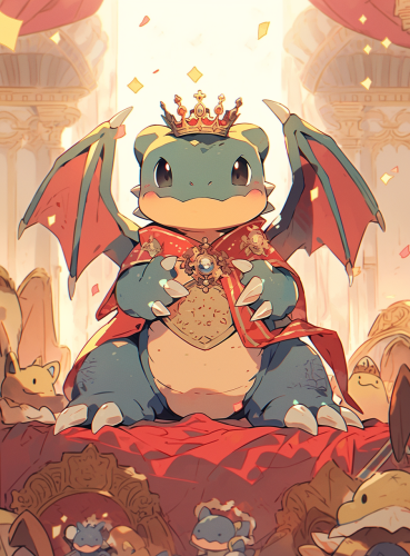 Super Cute Dragon in Silk Robe and Crown