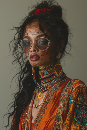 Singer with cyber face tattoos