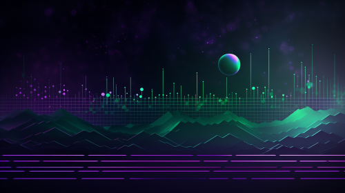 Dark Purple and Dark Green Cyber Background with Balls, Waves, and Audio Bars Dark Purple and Dark Green Cyber Background with Balls, Waves, and Audio Bars