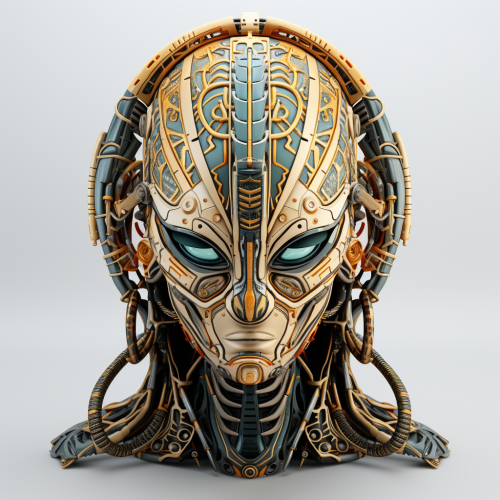 Cyberpunk Ancient Alien Civilization Statue