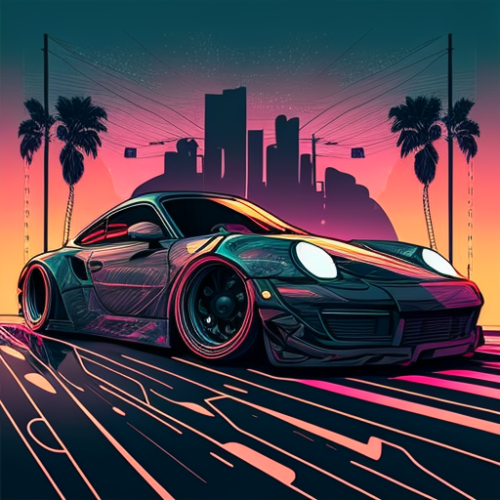 Cyberpunk GTA 5 Porsche Illustration Cyberpunk GTA 5 Porsche Illustration