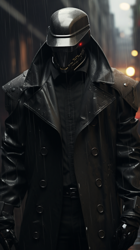 Cyberpunk RoboCop Black Armour Trench Coat