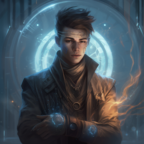 Young man manipulating time with cyberpunk influences