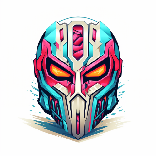 Minimalistic cyberpunk wrestling mask illustration