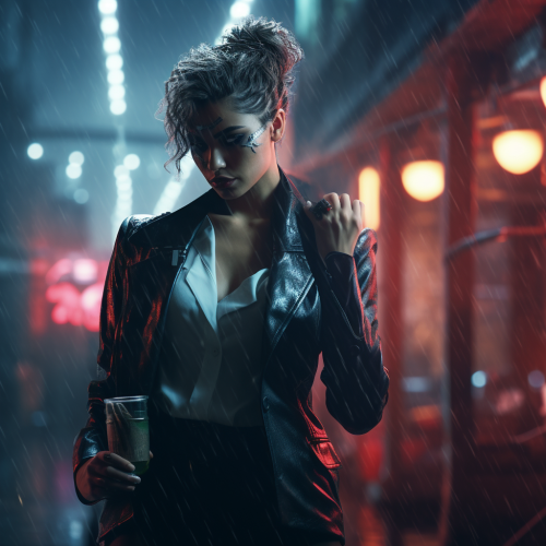 Cyberpunk Mobster with Pistol and Cigarette