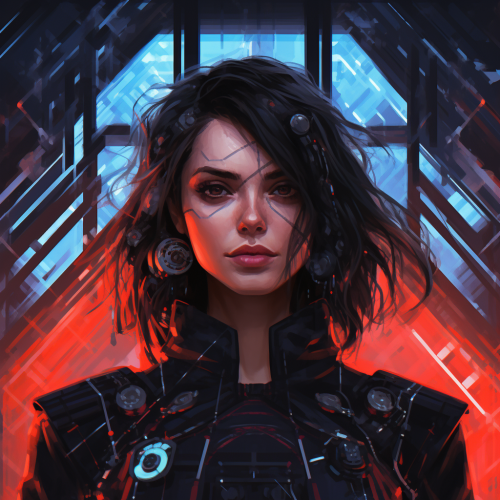 Cyberpunk Woman with Dark Hair Artwork