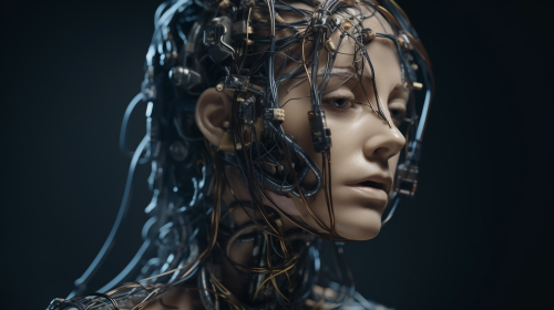 Cyborg with intricate wiring