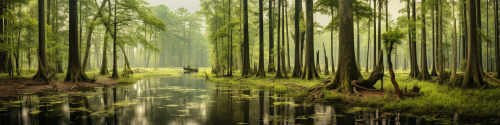 Gorgeous cypress swamp nature panorama