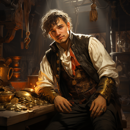 Halfling craftsman, Cyrus, in regal attire