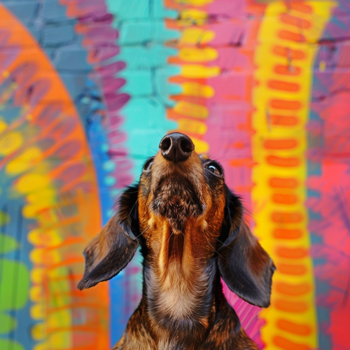 Cute Dachshund Drawing by Colorful Wall